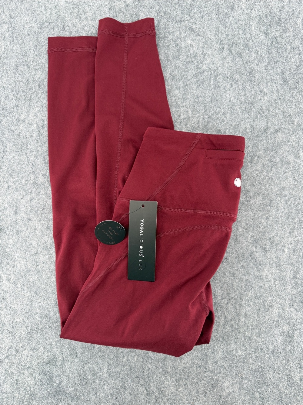 Yogalicious welt pocket hi rise ankle length uptown red LuX leggings NWT size xs